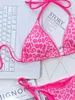 2022 Sexy léopard imprimé licou brésilien Bikini femmes maillots de bain femme maillot de bain deux pièces Bikini ensemble baigneur maillot de bain nager