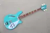 Fabriksanpassad semi-ihålig blå grön elektrisk basgitarr med 4 strängar White Pickguard Rosewood Fingerboard Erbjudande anpassad