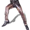 Men's Pants Sexy Men Plus Size Snakeskin High Eelastic Tight Pencil PU See Through Glossy Stage Trousers Gay WearMen's Naom22