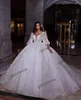 Arabia Vintage Ball Gown Wedding Dresses for Women 2022 Lace Sequined Robe de Mariage V Neck Chapel Train vestido de novia