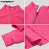 Moda Homens Crop Tops Sólida Turtleneck Manga Longa Sexy Casual Irregular Tops Undershirt Streetwear Camisetas Incerun 5xl 7 220407