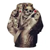 Sweats ￠ capuche masculine Sweatshirts pour hommes Skull 3D Print Femmes Sweat-shirt Automne Hiver Hip Streetwear surdimensionn￩ surdimensionn￩