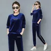 Women's Two Piece Pants Women's 2022 Fashion Women Tracksuits Long Sleeve Zipper Hooded Loose Clothing 2 Set Suits Ladies Casual Velvet