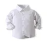 Baby Boys Gentleman Style Conjuntos de ropa Primavera Otoño Niños Camisa blanca de manga larga con pajarita + Pantalones de tirantes a cuadros 2 piezas Conjunto Trajes para niños Traje casual para niños