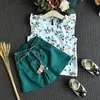 Mädchen Kleidung Rüschen Ärmelloses T-shirt Rock 2PCS Sets Baby Kleidung Chiffon Blumen Druck Kleinkind Outfits Kinder A402 220620