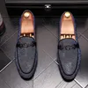 2022 Nowy styl Niebieski wzór skórzany buty ślubne Włoskie luksusowe sukienki Men Business Fashion Buty imprezowe