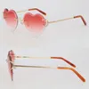 Wholesale Selling 18K Gold Frame Abnormal trend Women Rimless UV400 Luxury Diamond Cut Men Design glasses Outdoors Mirrored Summer Outdoor Traveling