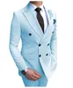 Beige Men's Suit 2 stycken Double-Breasted Notch LAPEL LAT Slim Fit Casual Tuxedos för WeddingBlazerpants 220815
