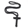 Pendant Necklaces Wooden Bead Cross Necklace 4 Colors Long Sweater Chain Crucifix For Women Hip Hop Jewelry Drop Godl22
