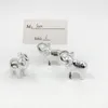 50pcs tema indiano Bomboniere fortunato in amore ad amore Elefante Silver-Finish Place Card Porta del Baby Birthday Decorative Decorazioni Nome Thotres Holder