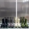 Stivali da pioggia con plateau e punta quadrata Stivaletti con suola spessa in pelle Stivaletti da passerella dal design di lusso Scarpe eleganti quotidiane da donna 2022