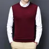 Men's Vests Men Sweater Vest Korean Round Neck Business Casual Fitted Version Black Light Grey Sleeveless Knitted Top Male Brand Kare22