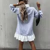 Moda Sonbahar Kış Elbise Cascading Fırfır Kadın Kazak Elbise Tatlı Kız Kawaii Kadın Robe Parti Mujer Tulum GV291 220317