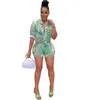 2022 Two Piece Pants Of Designer Sets For Women Summer Multicolor Printed Long Sleeved Lace-up Shirt Shorts Casual Suit