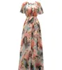 Ubranie etniczne Summer Maxi Dress Belt Boho Kobiety kwiaty druku
