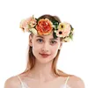 Rosen-Blumen-Stirnband, handgefertigte Blumen, Blumengirlande, Haarband, Krone, Tiara, Dekoration, verstellbarer Damen-Kopfschmuck für Party