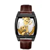 tk-Topseller Transparent Hommes Montres Mécanique Automatique Montre-Bracelet Bracelet En Cuir Top Steampunk Auto Enroulement Horloge Mâle montre homme montres ss2