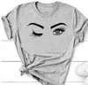 Pretty and cute Eye Lashes Red Lips Print Women t shirt Summer Casual Short Sleeve O Neck t-shirt Ladies White TShirt Tops