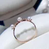 Rings de cluster Handmade18k Gold Gold Real Natural Pearl noivado de casamento para mulheres Anel de moda do Dia dos Namorados