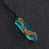 Hänghalsband 1st handgjorda för kvinnor män rep kedja färgat harts trähalsband slumpmässiga färguttalande smycken gåvorspendant