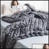 毛布の家の織物庭園の手編集された毛布の厚い糸重み付けウールbky編み投げ暖かい冬のソファベッドスロードロップデル