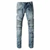 Designer Jeans Heren Jean Letter Distressed Skinny Ripped Biker Slim Fit Motorcycle Bikers Denim voor Man Fashion Mans Black Pants Pour Hommes