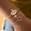 Beaded Strands Boho Fashion Multilevel 2022 Hjärtformad skal Coconut Tree Geometric Chain Armband för kvinnor Guld Vintage Jewelry Party G