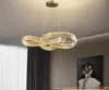 Lustres de cristal led modernos ledores de cristal anel de pendente inoxidável RC Lâmpada de suspensão Dimmable para utensílios de estar/sala de jantar quarto