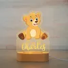 Tartaruga de leão personalizada Urso de girafa liderado USB Night Light Custom Nome Lamp Animal for Baby Kids Kids Bedroom Decoration 220623