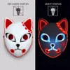 Feestmaskers Demon Slayer Fox Halloween Mask Japanse anime cosplay kostuum LED Masks Festival Leveringen FY7942 831