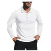 2022 Ny fast färggolfpolos T-shirt för män Autumn Slim Fit-knappen LAPEL Långärmad avslappnad Polo Tshirt Polo8-2