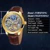 Нарученные часы FORSINIG WATCH Автоматические механические мужские часы кожаные ремешки мужская мода Moon Patter