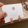 Stud Cute Pink Heart Earrings For Women Girls Shiny Crystal Earring Bijoux Party Fashion Jewelry GiftsStud