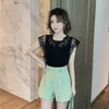 Women's Blouses & Shirts Black White Blouse Women Casual Basic Sleeveless Lace Tops Hollow Out Womens And Ruffles Shirt Female 248