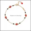 Braccialetti con ciondoli Gioielli Stile europeo e americano Personalità della moda Tendenza Temperamento Serie di insetti Smalto Coccinella Cuore rosso fortunato