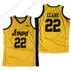 Iowa Hawkeyes 농구 저지 NCAA College Caitlin Clark 크기 S-3XL 모든 스티치 청소년 남성 흰색 노란색 라운드 V Collor