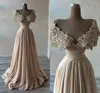 2022 Luxury Off Shoulder Evening Prom Dresses Sexig Chiffon A-Line Pärled Lace Appliqued Formal Party Gown Custom Made BC11949
