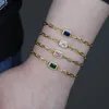Charm Bracelets Summer High Quality Colorful Birthstone Chain Bracelet Gold Color Paper Clip Women JewelryCharm Lars22