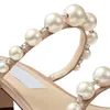 Summer Sandals High Heels Women Fashion Pearl Flat Slippers Luxury Rhinestones pärlor utomhus tofflor mest sålda produkter Kvinnor tofflor