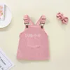 Baby 3pcs Clothing Sets White Ribbed Long sleeve Romper and Solid color Suspender Dress Kids Clothes