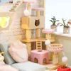 Kits de maison de poupée en bois à monter soi-même, avec meubles, chats mignons, café, maison de poupée, jouets assemblés, cadeaux pour filles, nouvelle collection