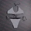 Summer Designer Swimwear Women Strappy Bikini Sexy V Neck Swimsuit Letter Printed Bathing Suit