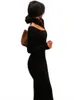 Black sexy off should vestido mulheres vintage elegante highneck todas as manga comprida bodycon vestidos femme festa data robe 220316