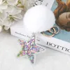 Keychains 1 Pc Star Keychain Pompom Keyring For Women Glitter Hollow Out Acrylic Crafts Handbag Charms Enek22