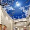 Carta da parati del cielo blu della ciliegia del soffitto 3D personalizzato del soffitto 3D per il bagno Sfondo del soffitto del soffitto 3d sul soffitto