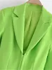 TRAF Zar Vert Blazer Robe Femme Ajustée Court Élégant es Pour Femmes À Manches Longues Bureau Mini Formelle es 220721