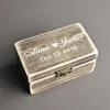 Spersonalizowane drewniane nazwy niestandardowe nośniki do przechowywania biżuterii pudełko obrączki ślubne Prezent rocznicowy 220707