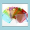 100st/Lot Organza Jewelry Pouches Påsar Blanda Färg för kvinna Diy Packaging Display Fashion Gift W31 Drop Delivery 2021 Pouches HV2AD