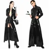 Sexig plus -storlek Vinyl Clubwear Balck PVC Faux Leather LongeChes Gotic Long Coat For Men Women Pu Leather Coat Trench L220801