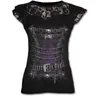 Plus Size Goth Graphic Lace T Shirts for Women Gothic Clothing Black Grunge Punk Tees Ladies Y2k Short Sleeve Tops Summer Tshirt 220708